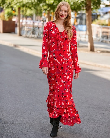 Joe Browns Phoebe Long Sleeve Ruffle Maxi Dress