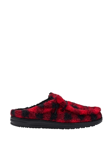 HeyDude Wally Buffalo Plaid Slipper - Red/Black