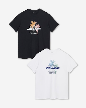 Jack & Jones Gradient Graphic T-Shirt 2 Pack - Black/White
