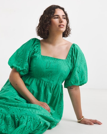 Simply Be Green Broderie Maxi Dress