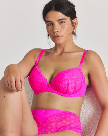 Ann Summers Sexy Lace Planet Padded Plunge Bra Bright Pink