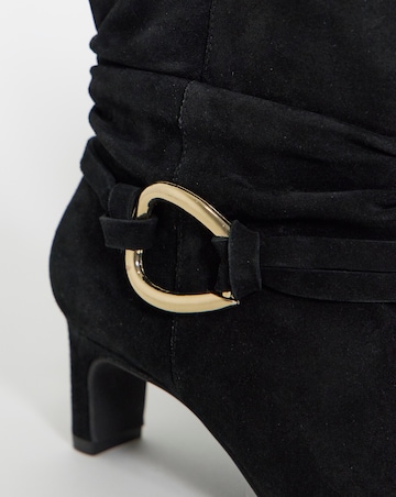 Naomi Suede Pointed Slouch Kitten Heel Ankle Boots - Extra Wide Fit (EEE)
