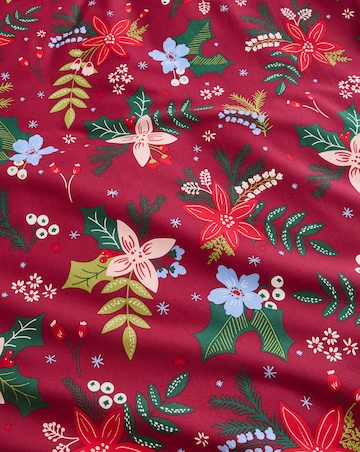 Christmas Floral Stripe Cotton Blend Reversible Duvet Cover Set