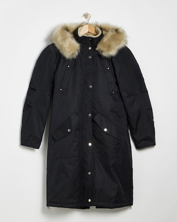 Black Hooded Fur Trimmed Parka