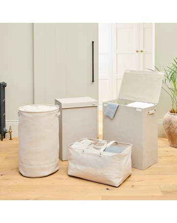Minky 86L Round Laundry Hamper with Drawstring