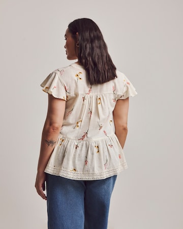 Julipa Lace Trim Peplum Blouse