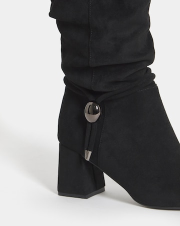 Sabrina Rouched Pointed Knee High Boots - Wide Fit (E) & Curvy Calf