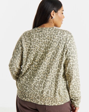 Eversoft Leopard Print Crew Neck Cardigan