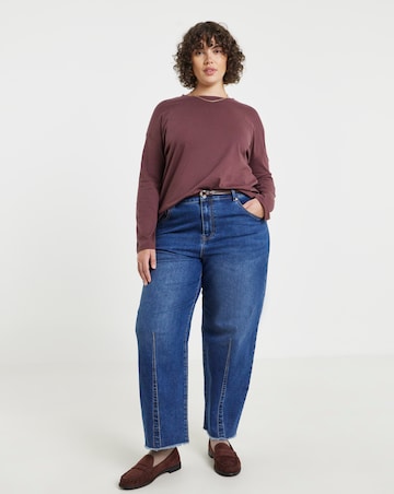 Simply Be Chocolate Long Sleeve Boyfriend T-Shirt