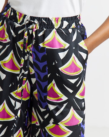 Simply Be Geo Print Satin Wide Leg Trousers