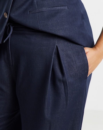 Simply Be Indigo Denim Look Tie Waist Wide Leg Trouser