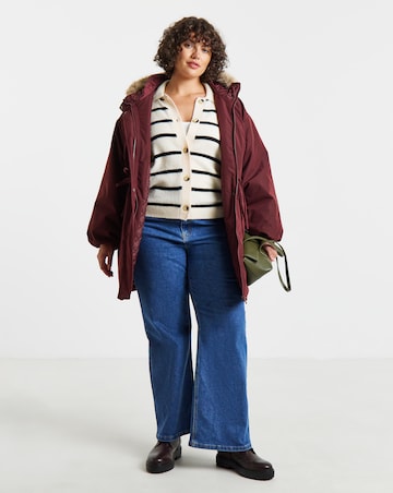 Burgundy Quilt Lined Parka Coat