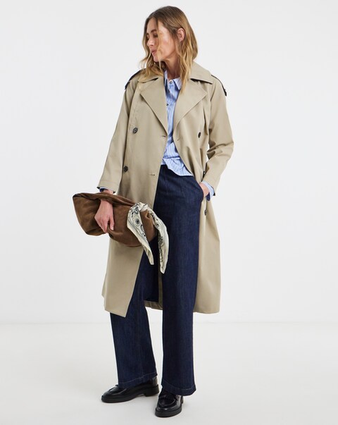 Contrast Camel Trench Coat