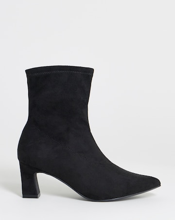 Julia Pointed Toe Heeled Ankle Sock Boots - Wide Fit (E)