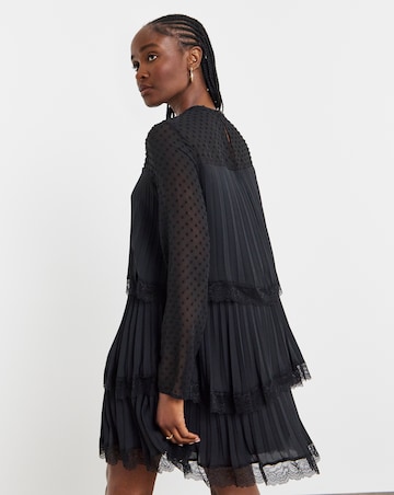 Joanna Hope Tiered Shift Dress With Lace Trim