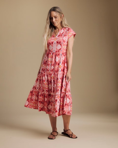Julipa Tiered Cotton Midi Dress
