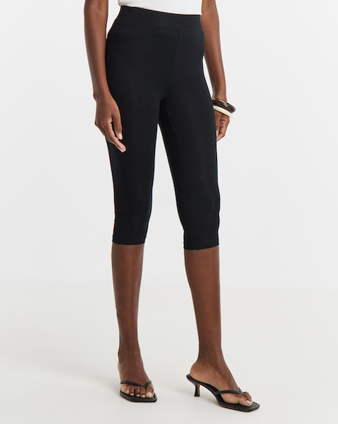 Black Cropped Jersey Leggings