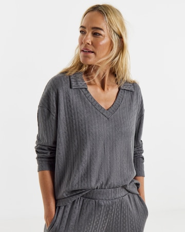 Slate Cable Collared Jumper