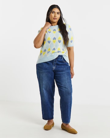 Heart Jacquard Short Sleeve Jumper