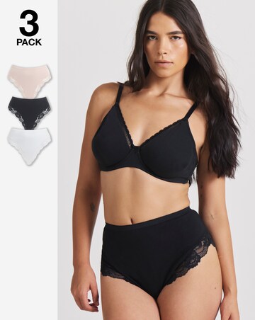 MAGISCULPT Medium Control (3 Pack) High Leg Knickers Black/White /Almond