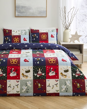12 Days of Christmas Cotton Blend Reversible Duvet Cover Set