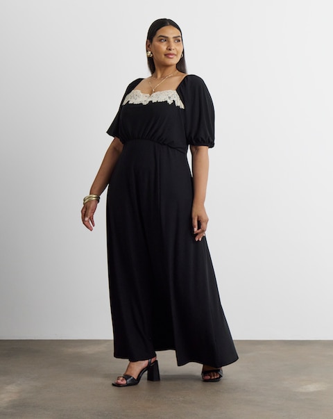 Joanna Hope Contrast Lace Midi Dress
