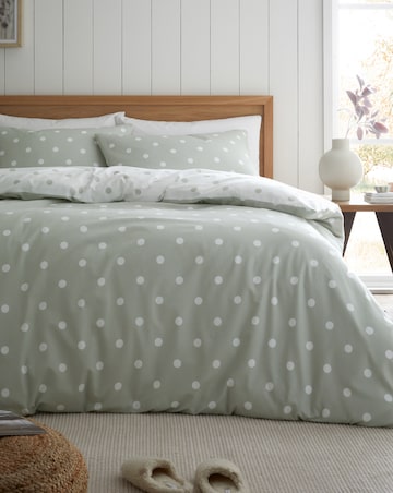 Catherine Lansfield Brushed Polka Dot Duvet Cover Set