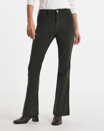 Green Pocket Front Cord Bootcut Jeans