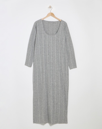 Grey Scoop Neck Cosy Rib Maxi Dress