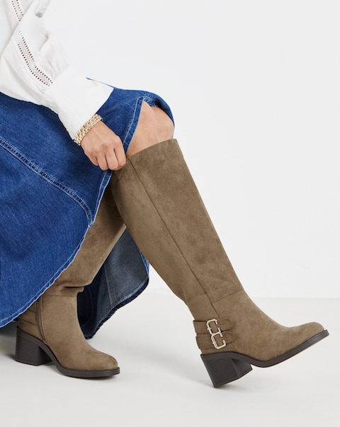 New In - Block Heel Knee High Boot Wide C