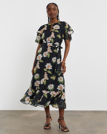 Joanna Hope Dobby Spot Tie Waist Maxi Dress