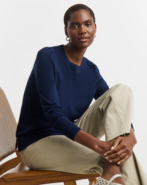 Fine Knit Navy Crew Neck Jumper