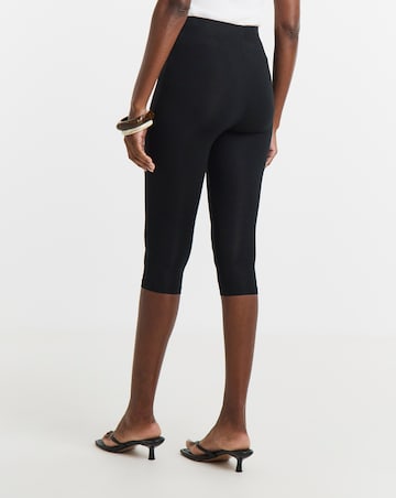 Black Cropped Jersey Leggings