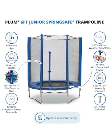 Plum Junior 6ft Trampoline & Enclosure - Blue