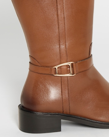 Tori Leather Knee High Buckle Boots - Extra Wide Fit (EEE) & Super Curvy Calf