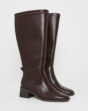 Hadley Block Heel Knee High Sock Boots - Extra Wide Fit (EEE) & Super Curvy Calf