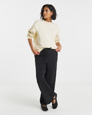 Simply Be Ecru Cut Work Sleeve Sweatshirt