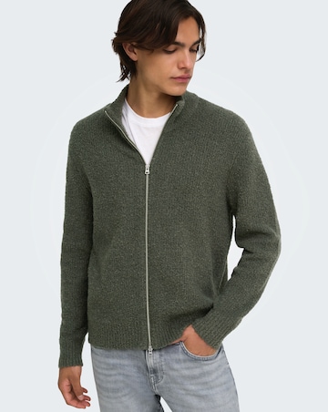 Only & Sons Dale Relaxed Long Sleeve Knit Cardigan - Grey