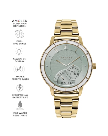 Radley Series 57 AMOLED Gold Plated Stainless Steel Bracelet Smart Watch - Gold