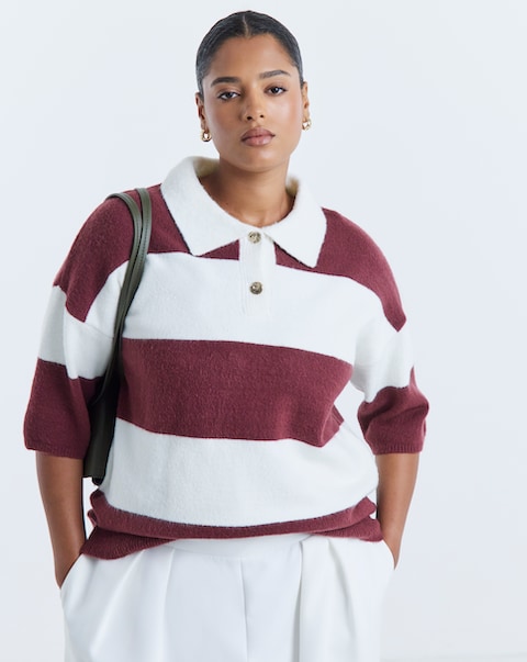 Rugby Stripe Knitted Polo