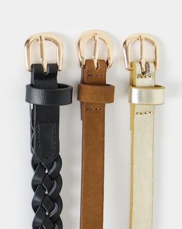 3 Pack Essential Belts Black/Gold/Tan