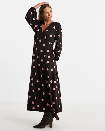 Soft Touch Long Sleeve V Neck Tea Dress