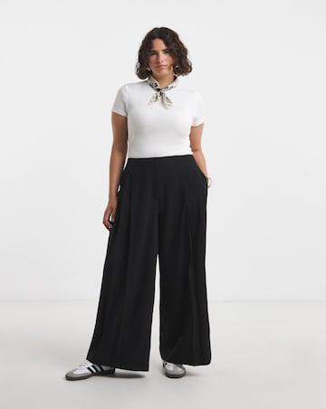 Black Magisculpt Pleated Wide Leg Trousers Regular