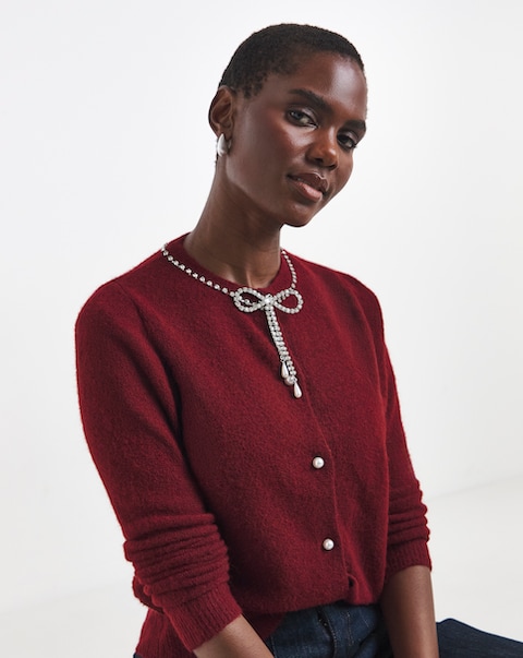 New In - Diamante Bow Detail Cardigan