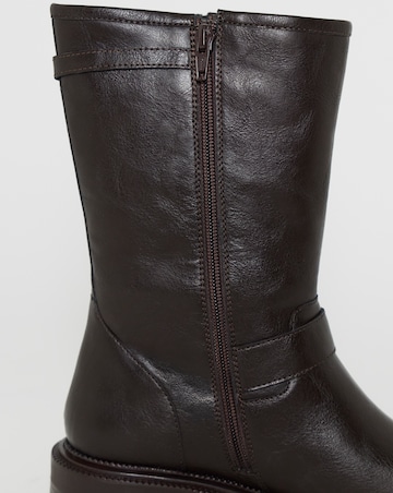 Victoria Buckle Detail Flat Ankle Boots - Wide Fit (E)