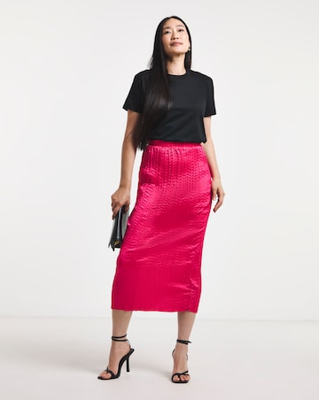 Bright Pink Crinkle Satin Skirt
