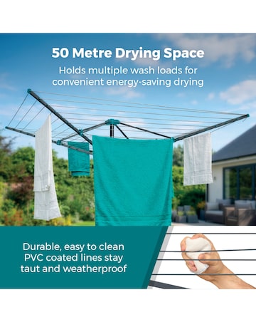 Tower 50m Rotary Airer with Cover and Ground Spike