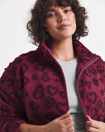 Simply Be Red And Pink Heart Leopard Fleece