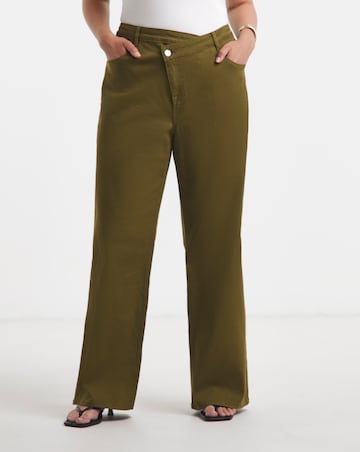 Olive Crossover Straight Leg Jeans