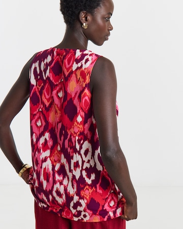 Printed V Neck Woven Vest